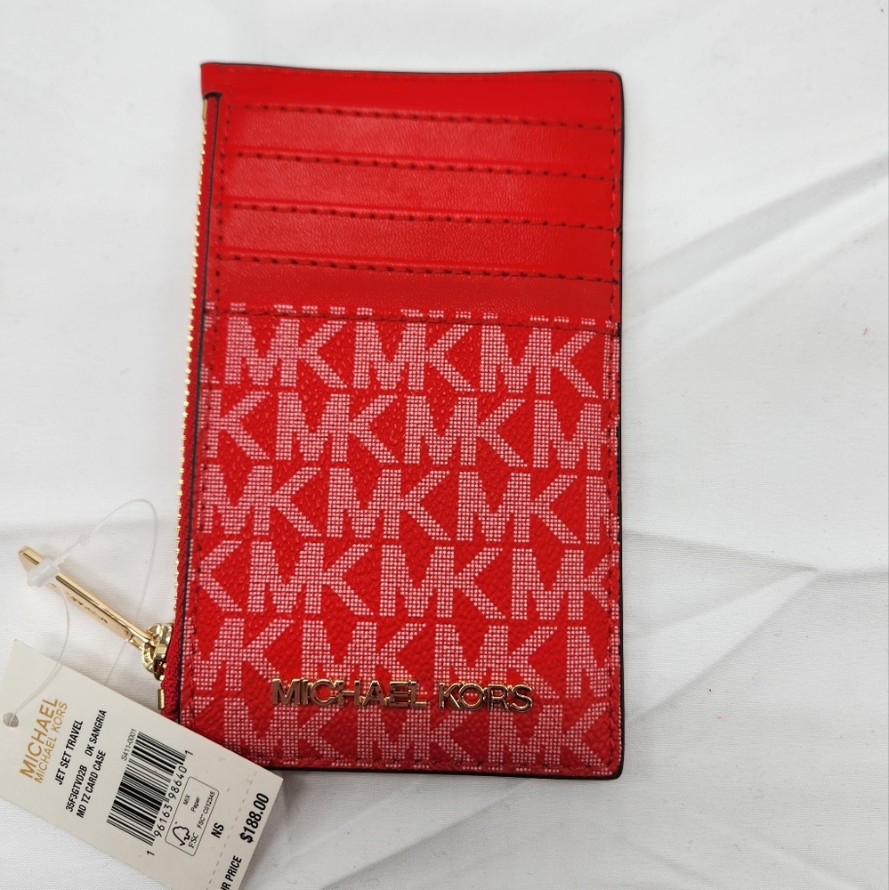 Michael Kors Red Jet Travel Set Card Holder - Picture 6 of 6